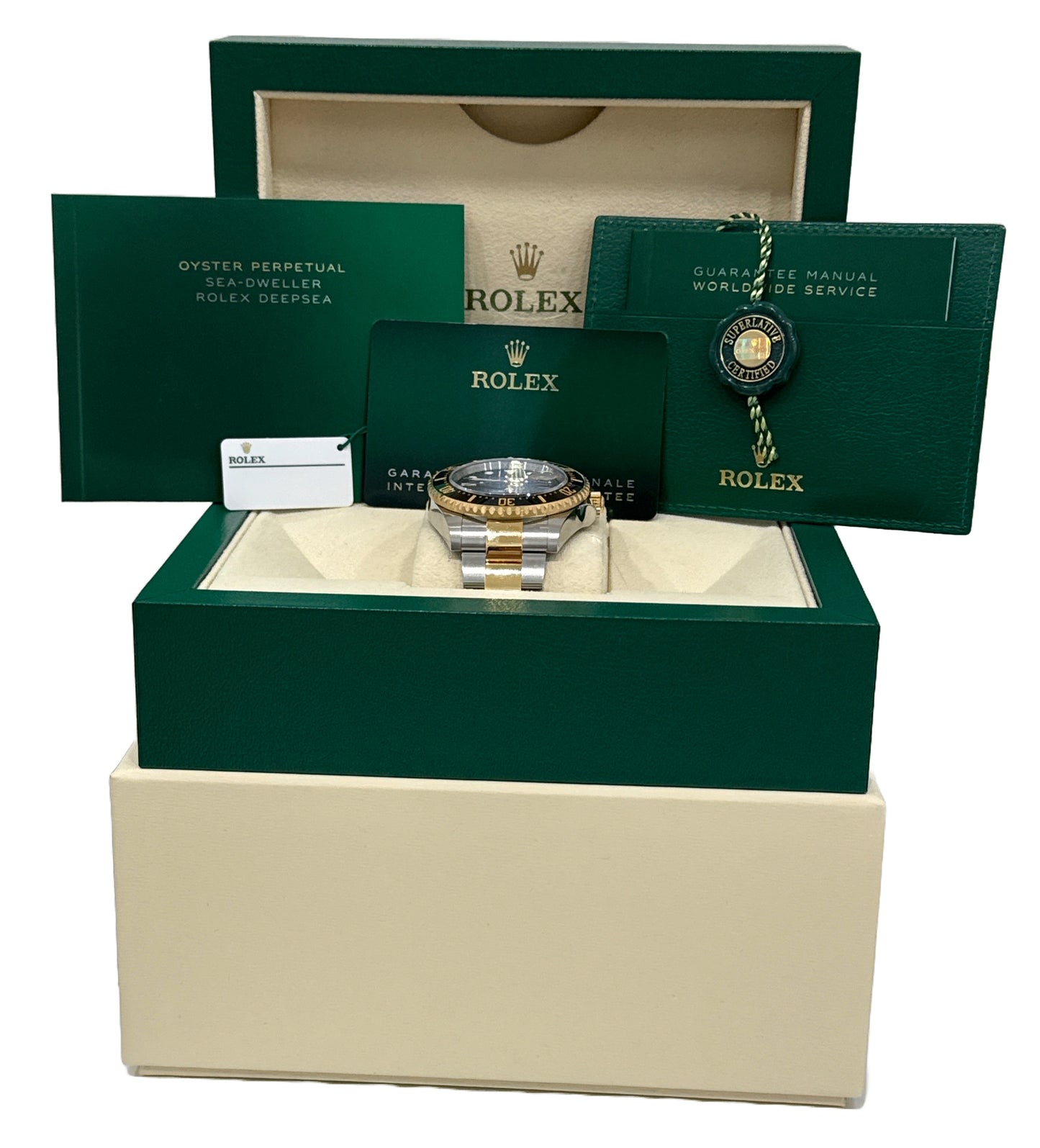 NOS 2023 PAPERS Rolex Sea-Dweller 43mm BLACK 18K Gold Steel Ceramic 126603 BOX