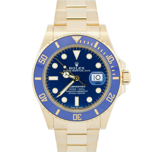 2023 PAPERS Rolex Submariner Date 41mm BLUE 18K Yellow Gold Watch 126618 LB BOX
