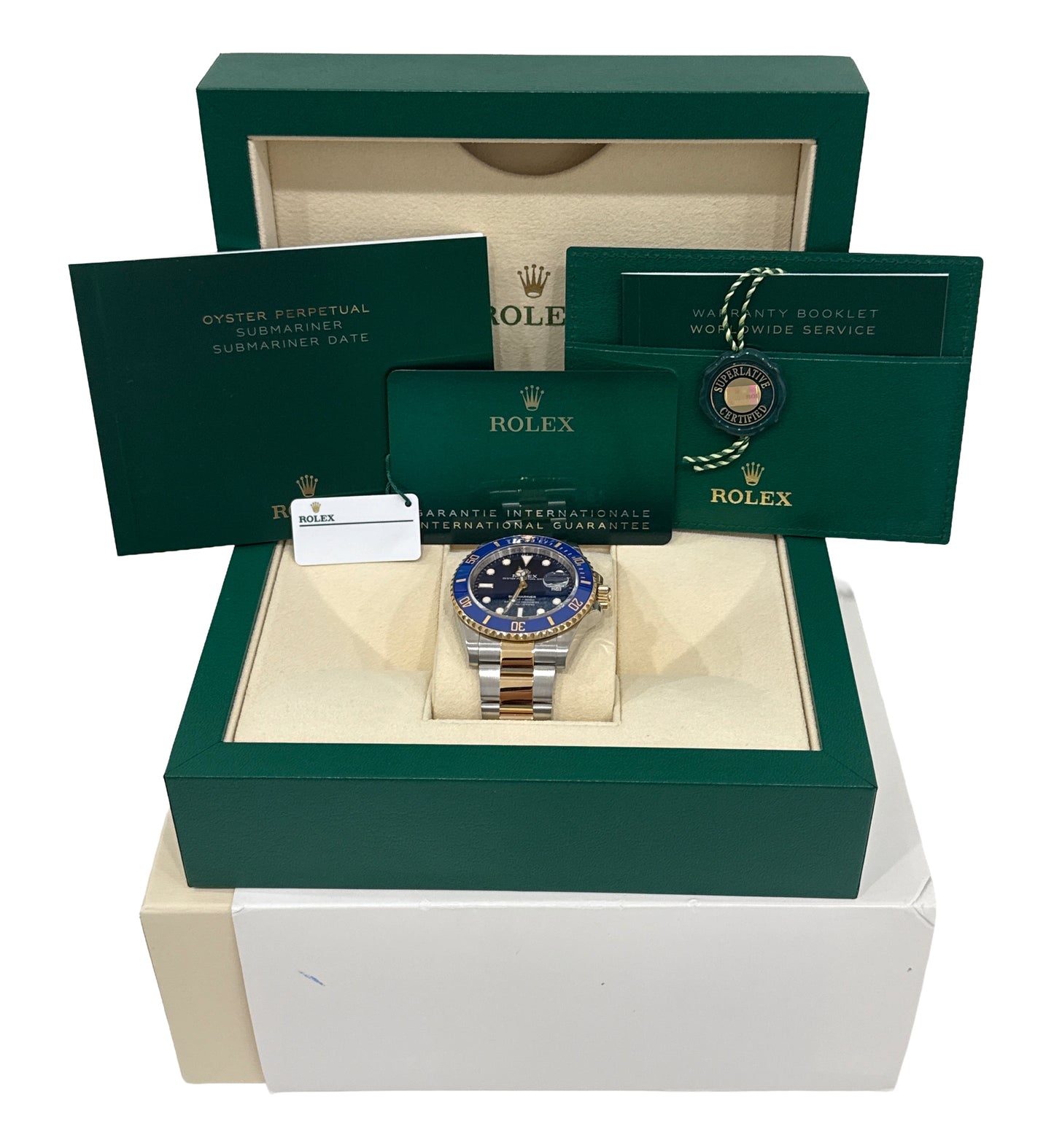 2022 PAPERS Rolex Submariner Date BLUE 41mm Ceramic 18K Gold Steel 126613 LB BOX