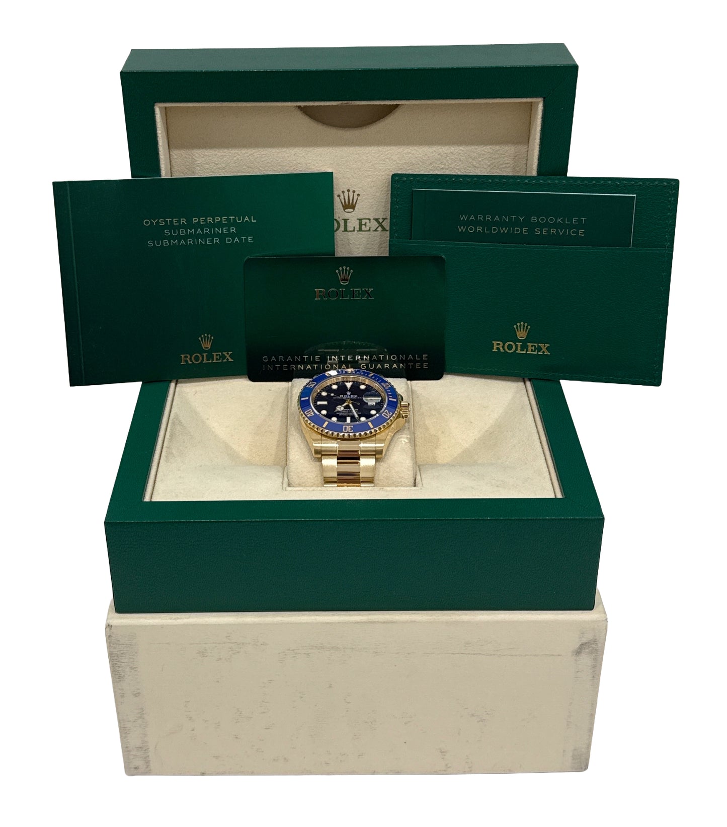 2023 PAPERS Rolex Submariner Date 41mm BLUE 18K Yellow Gold Watch 126618 LB BOX