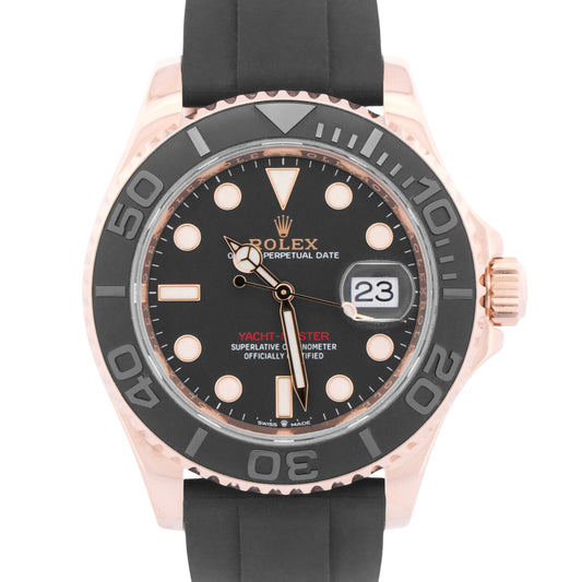 Rolex Yacht-Master 40mm 18K Everose Gold BLACK Oysterflex Rubber 126655 BOX