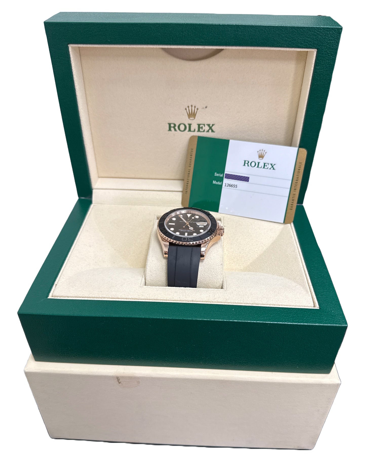 MINT 2020 PAPERS Rolex Yacht-Master 18K Everose Gold Oysterflex 40mm 126655 BOX