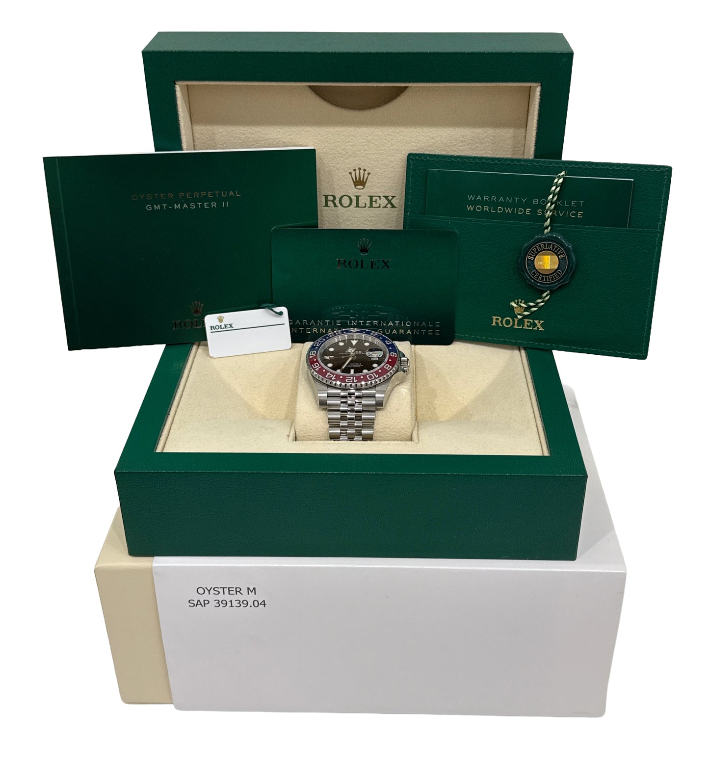 2022 PAPERS Rolex GMT-Master II PEPSI Blue Red 40mm JUBILEE 126710 BLRO BOX