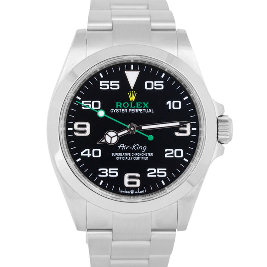 MINT 2023 PAPERS Rolex Air-King 40mm Green Black Stainless Watch 126900 BOX