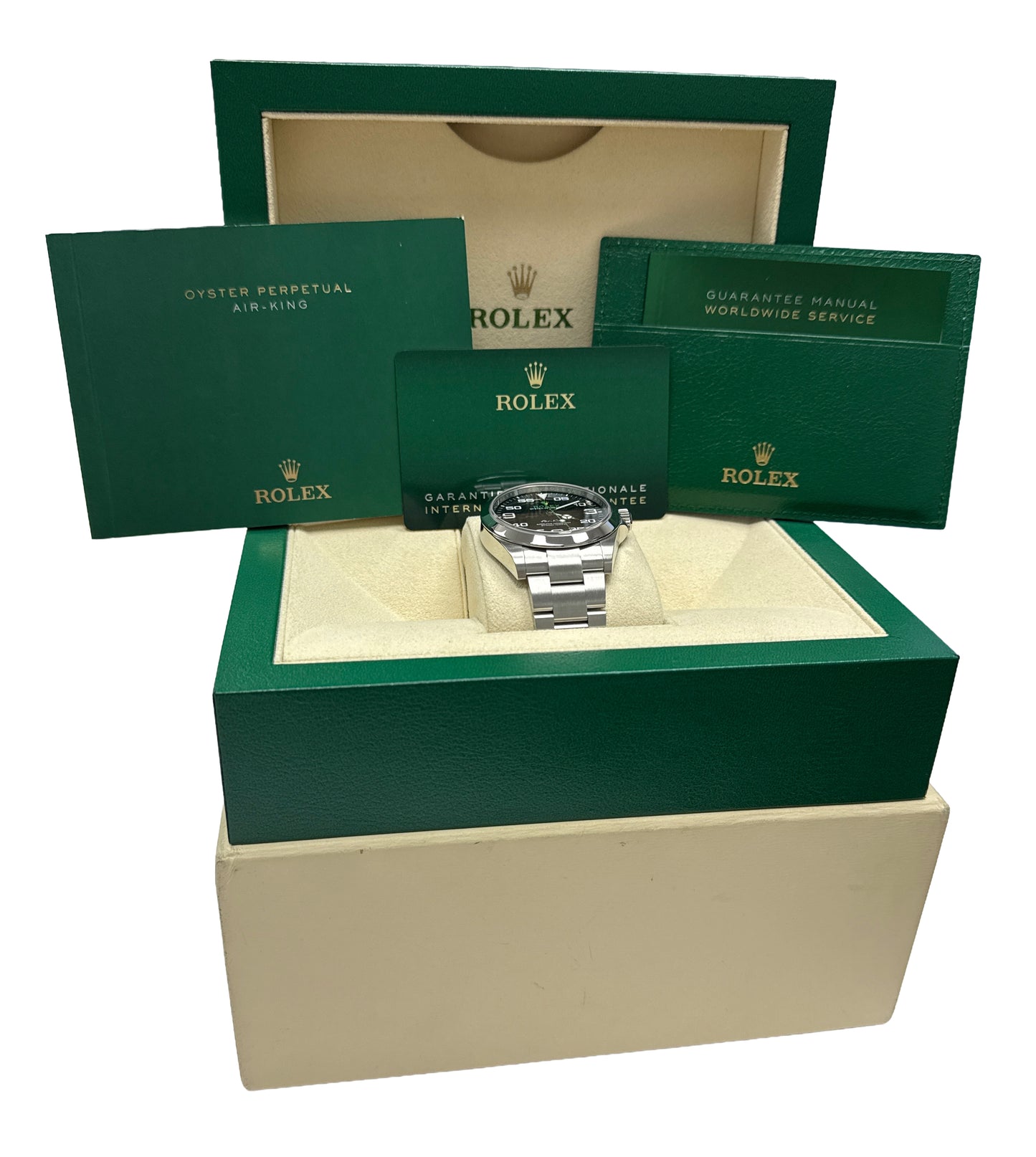 2022 PAPERS Rolex Air-King 40mm Green BLACK Stainless Steel Watch 126900 BOX