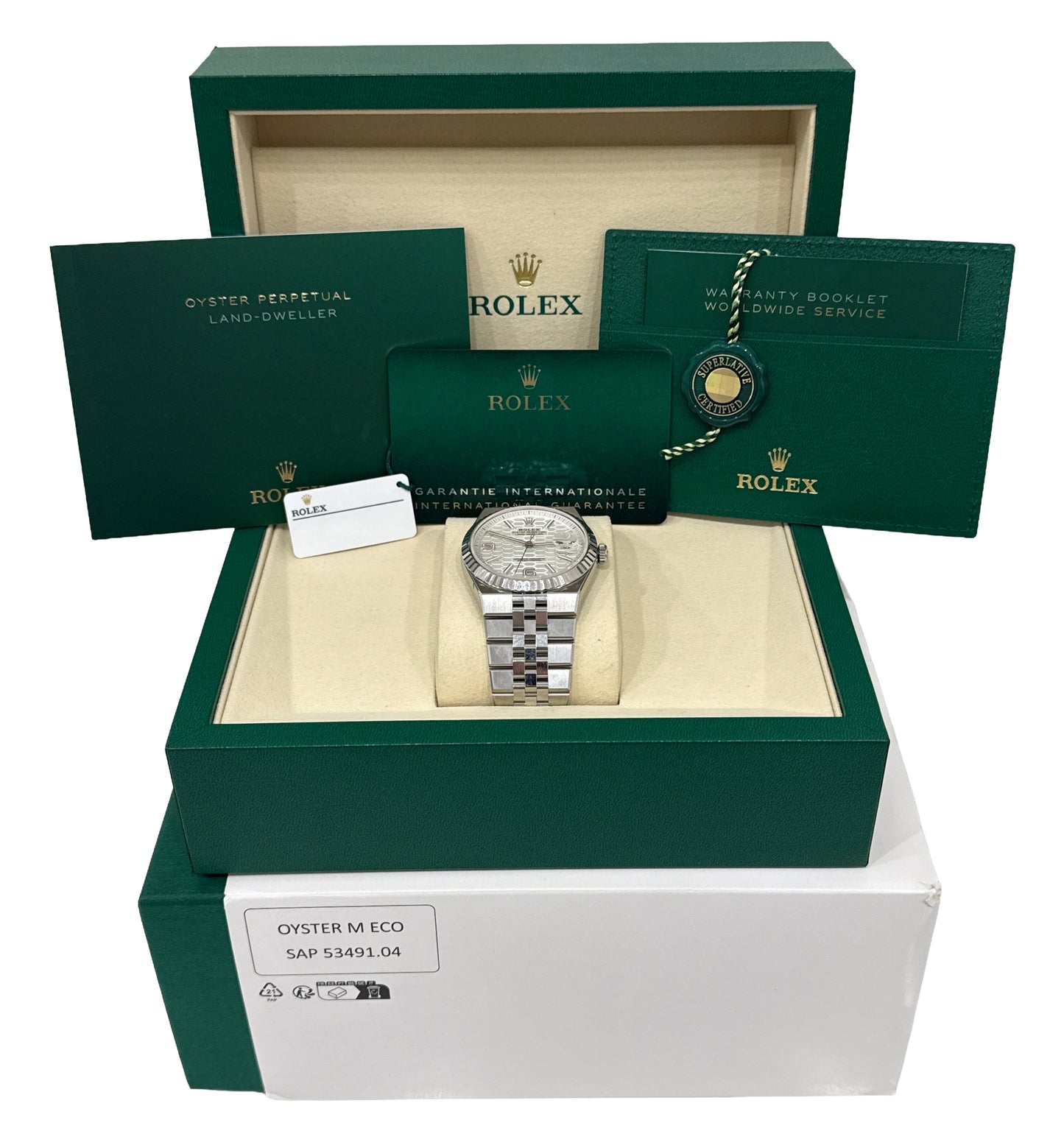 NEW APRIL 2026 PAPERS Rolex Land-Dweller 40mm WHITE Stainless Watch 127334 BOX