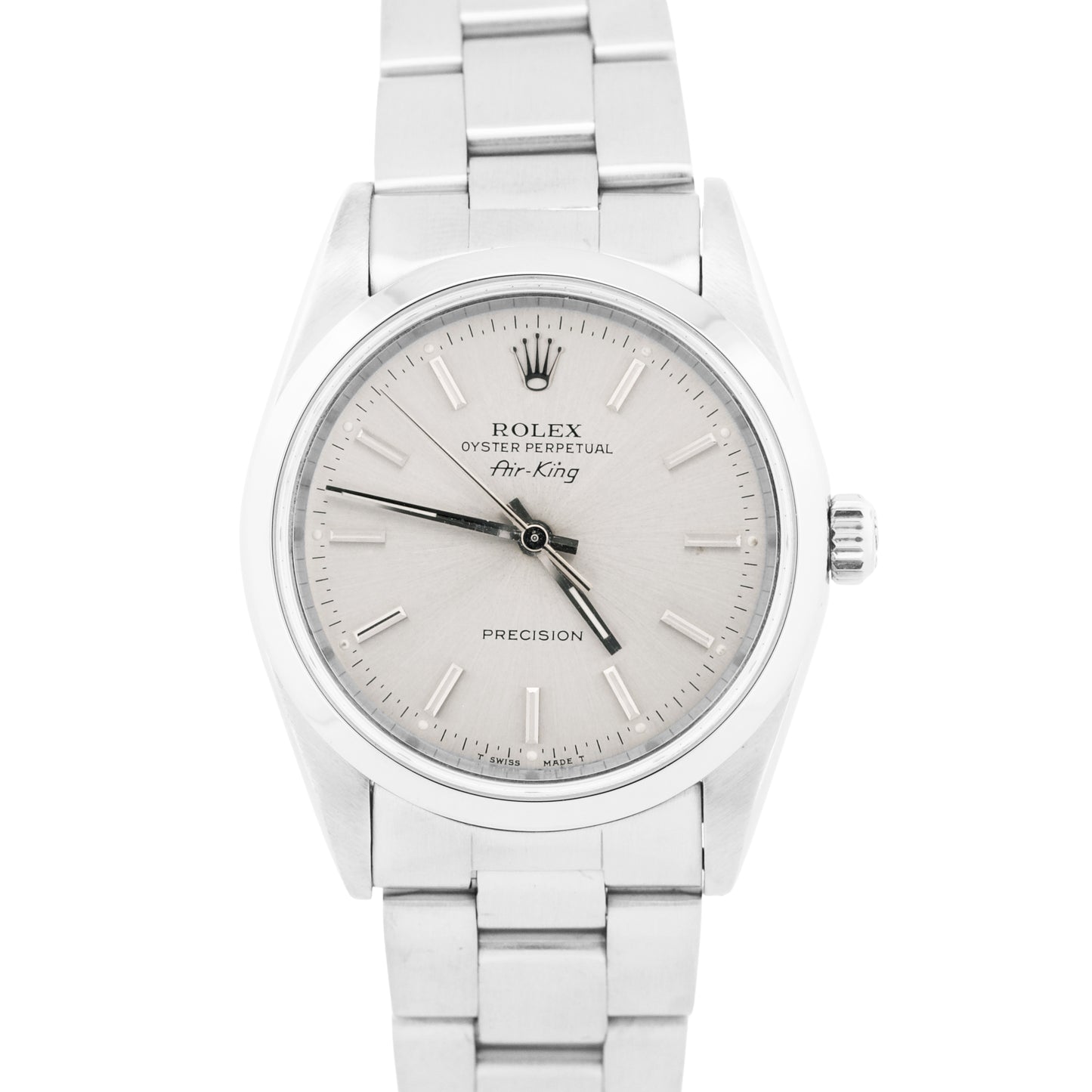1990 Rolex Oyster Perpetual Air-King SILVER 34mm Stainless Stainless Watch 14000