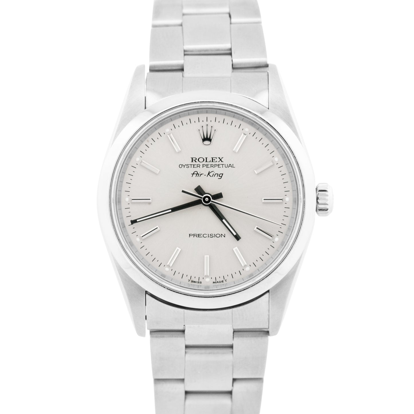 Rolex Air-King Precision SILVER Stainless Steel 3-6-9 Oyster 34mm Watch 14000