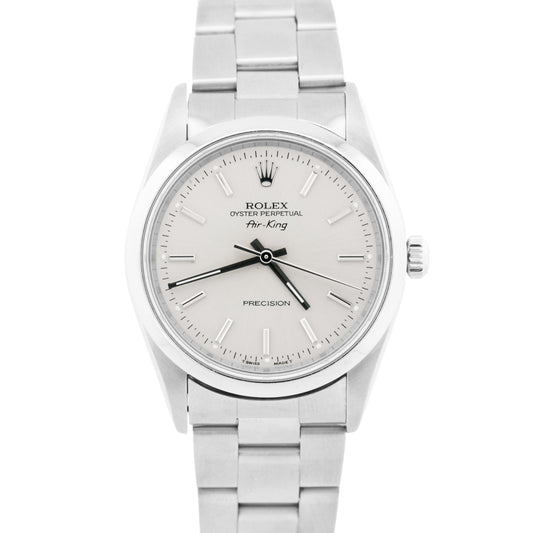 Rolex Air-King Precision SILVER Stainless Steel 3-6-9 Oyster 34mm Watch 14000