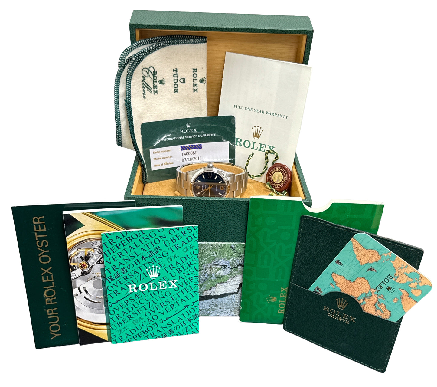 PAPERS Rolex Oyster Perpetual Air-King BLUE 34mm 3-6-9 RSC Watch 14000 M BOX