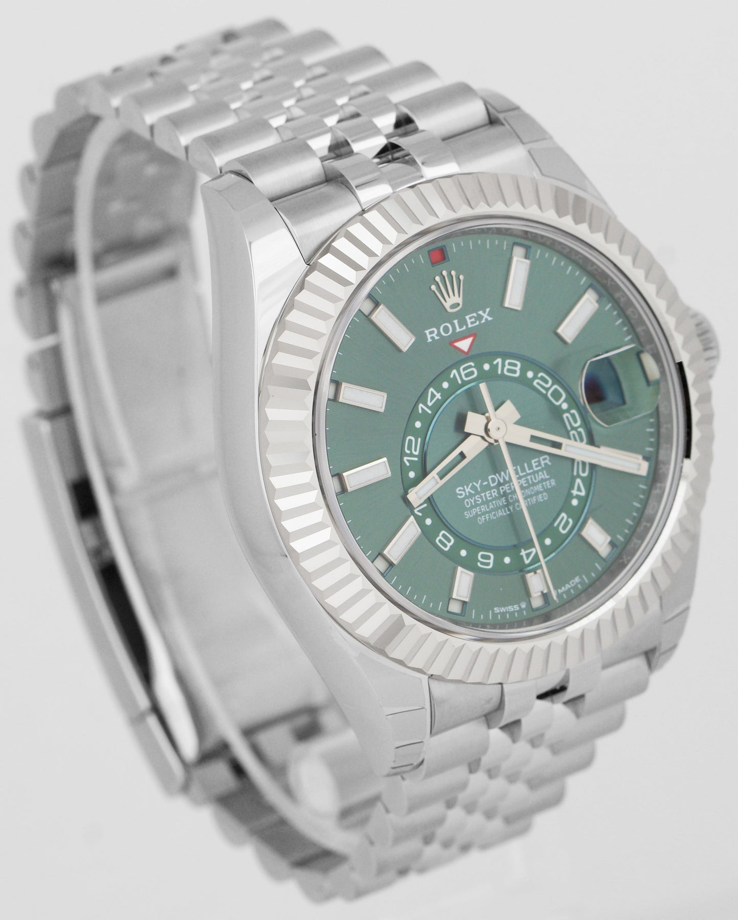 BRAND NEW 2023 PAPERS Rolex Sky-Dweller MINT GREEN 42mm Jubilee Watch 336934 B+P