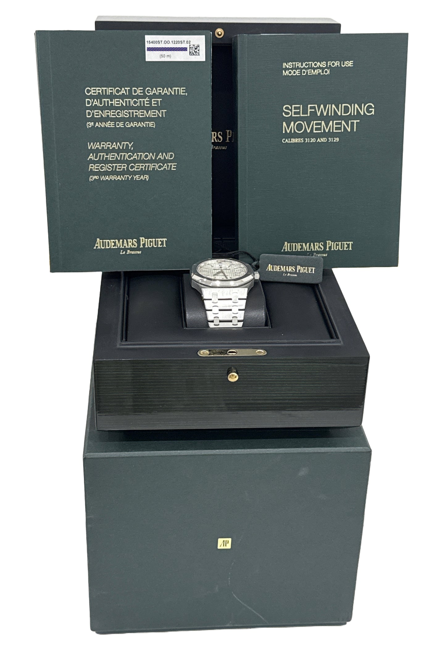 PAPERS Audemars Piguet Royal Oak WHITE Stainless 41mm 15400ST.OO.1220ST.02 BOX