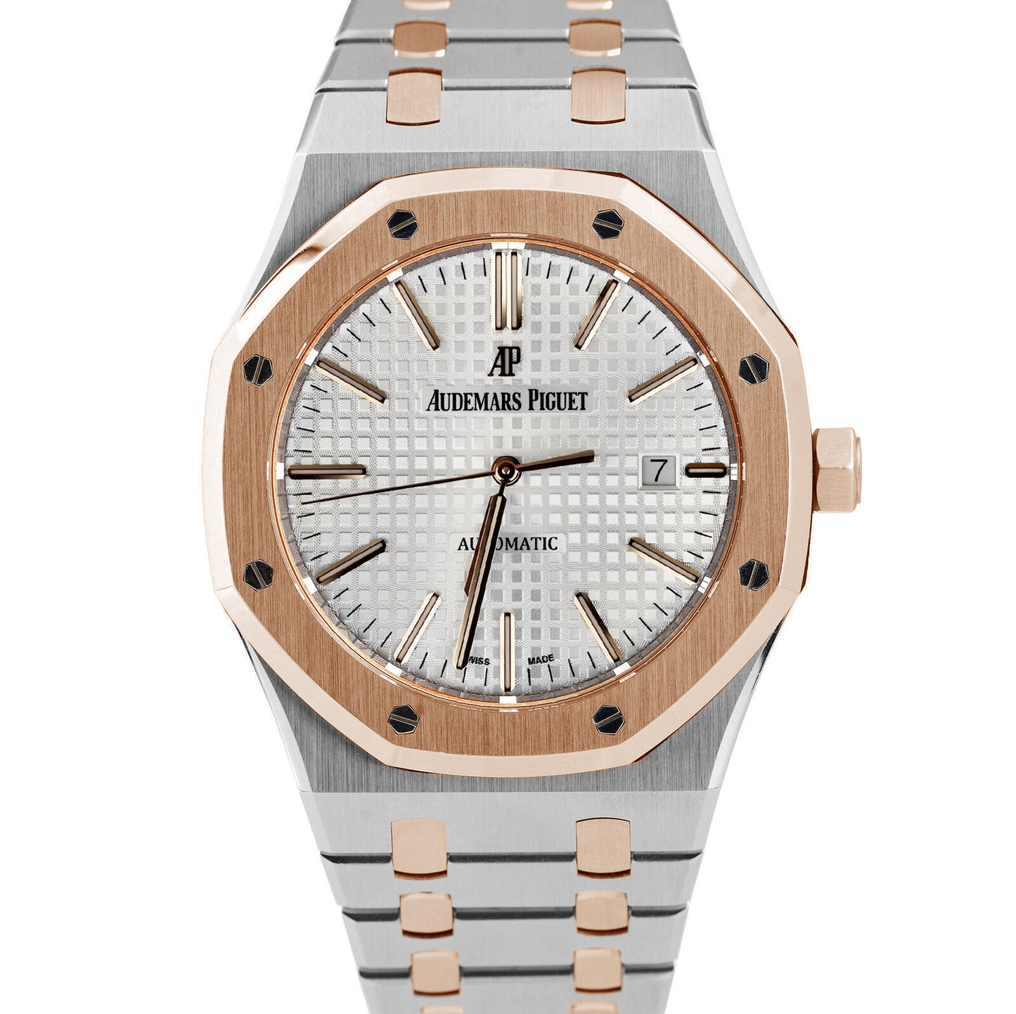 Audemars Piguet Royal Oak Papers 41mm Stainless 18K Rose Gold White 15400SR B+P