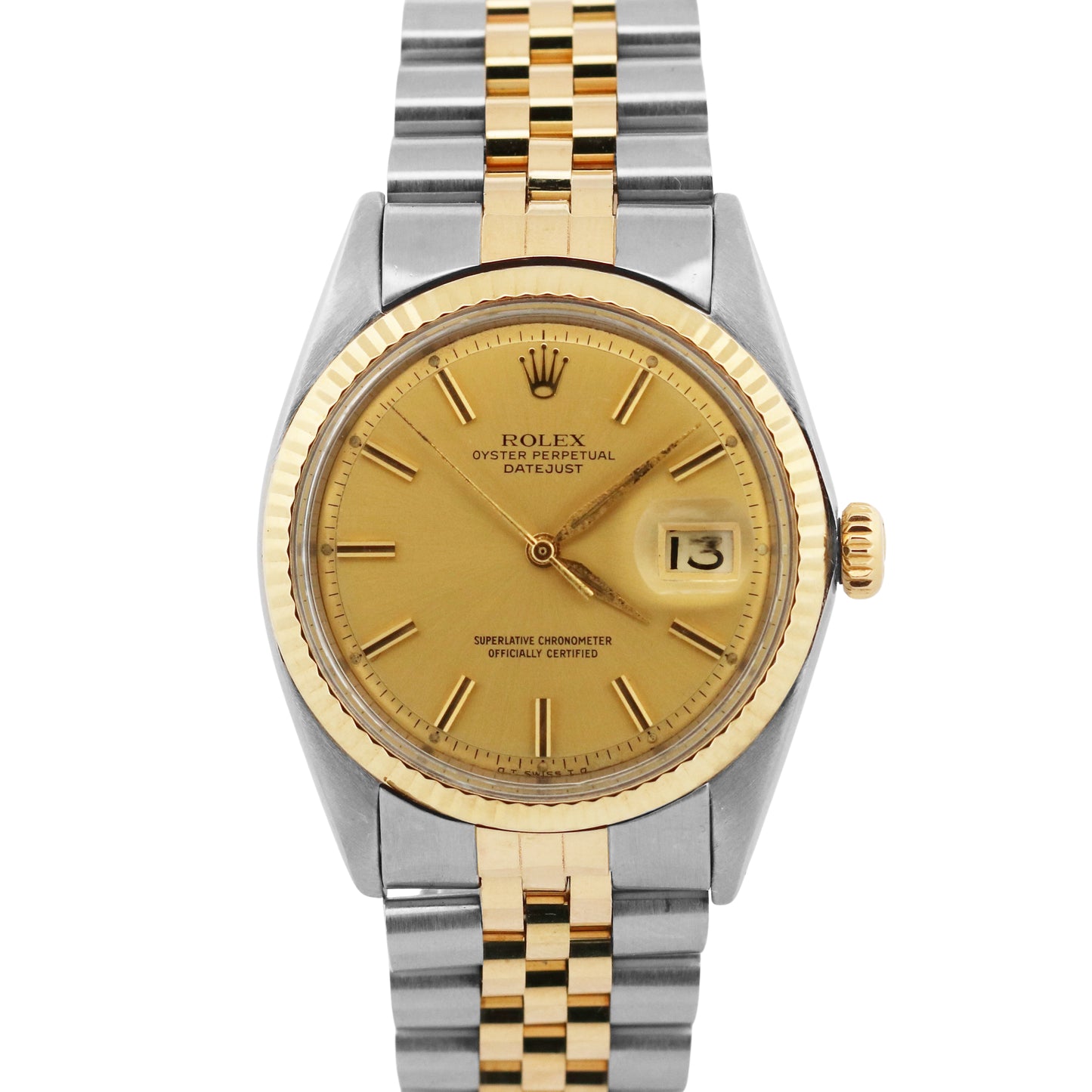Rolex DateJust 36mm CHAMPAGNE Two-Tone 18K Yellow Gold Steel JUBILEE Watch 1601