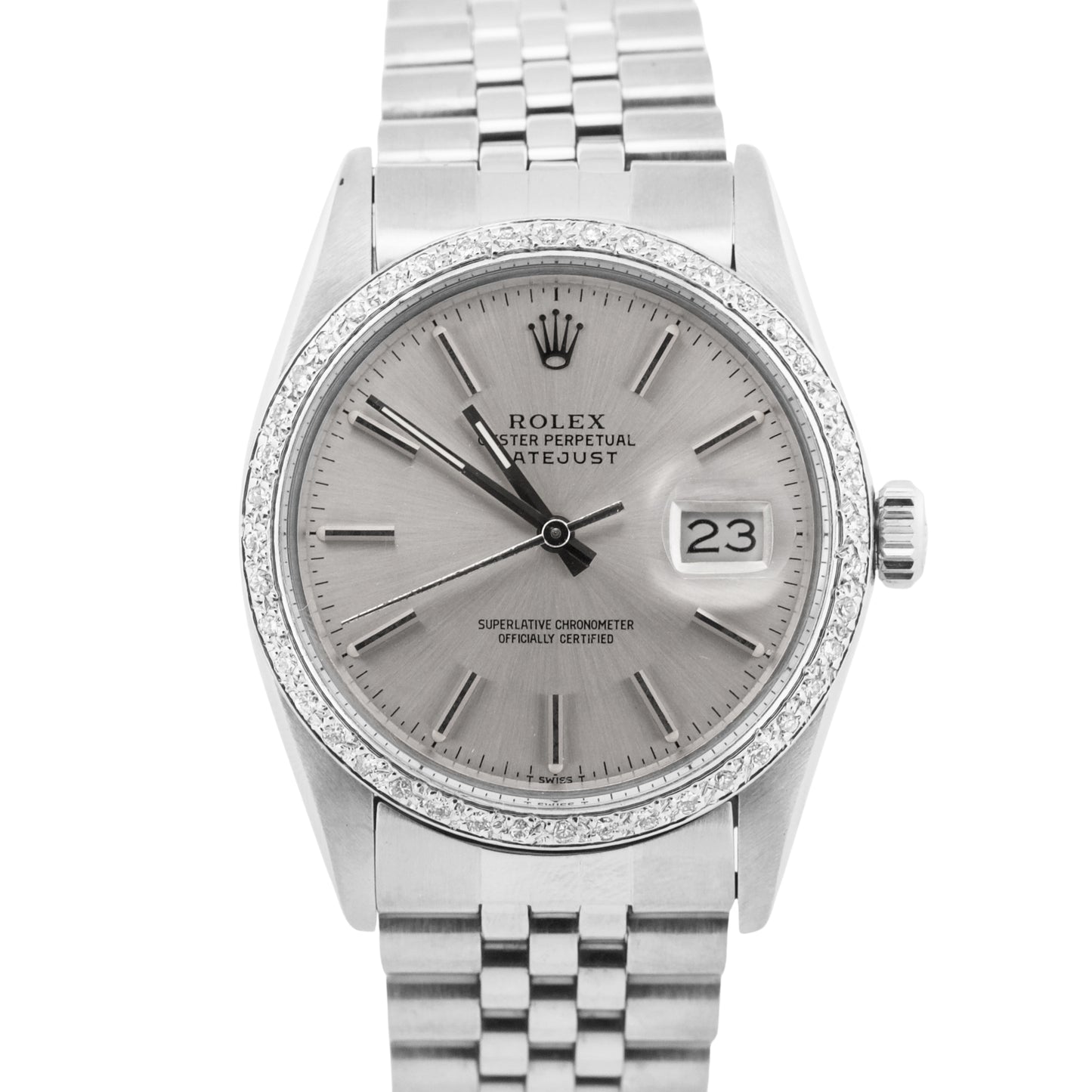 MINT PAPERS Rolex DateJust 36mm SILVER DIAMOND Stainless JUBILEE Watch 16030 BOX