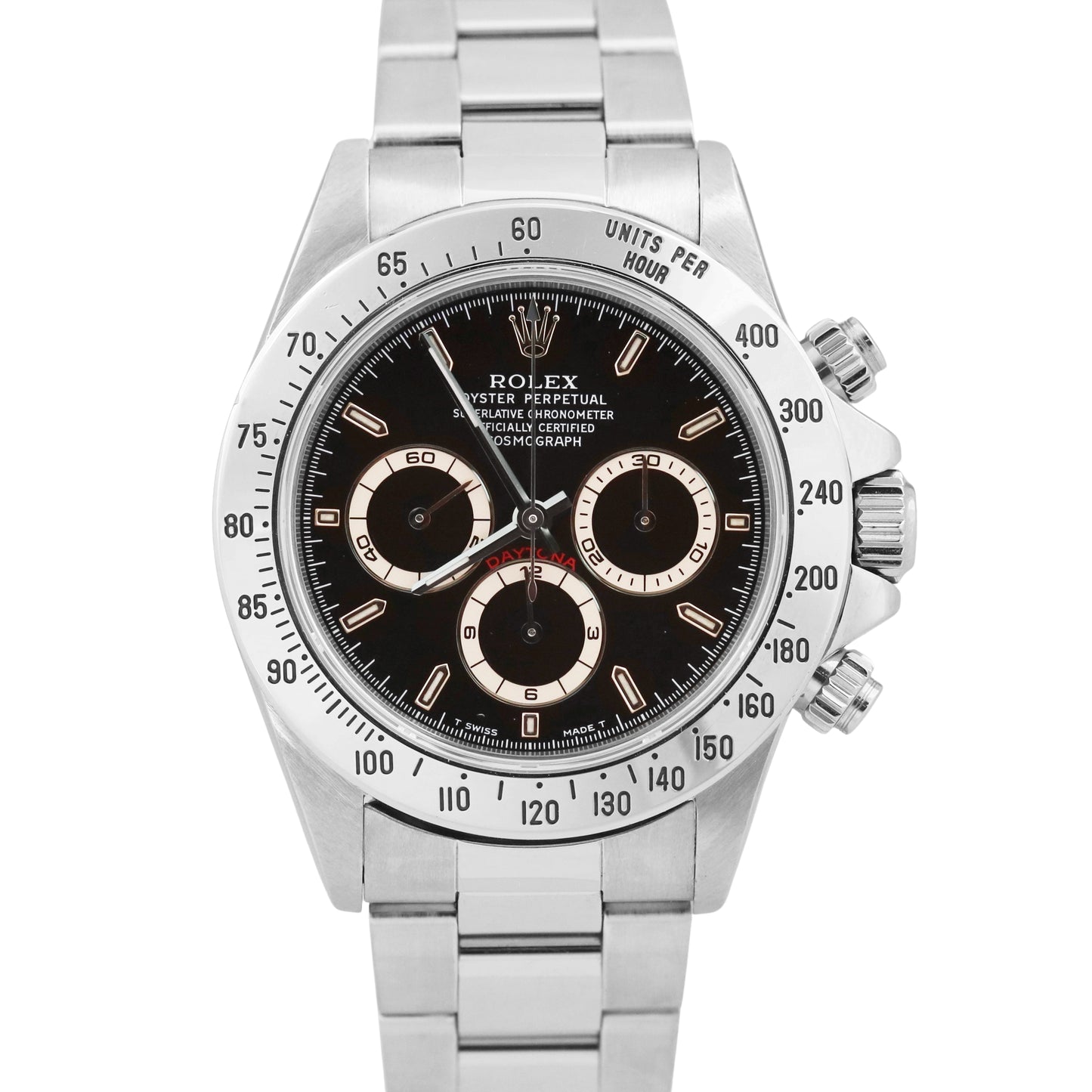 1997 Rolex Daytona Cosmograph ZENITH Stainless Steel BLACK 40mm 16520 Watch