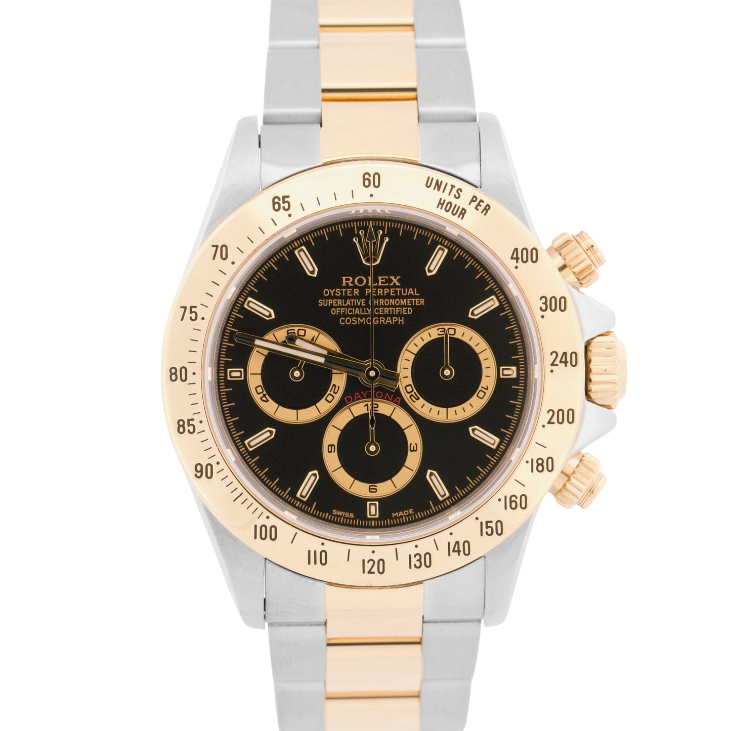 MINT 1991 Rolex Daytona Cosmograph 40mm BLACK Two-Tone 18K Gold Watch 16523