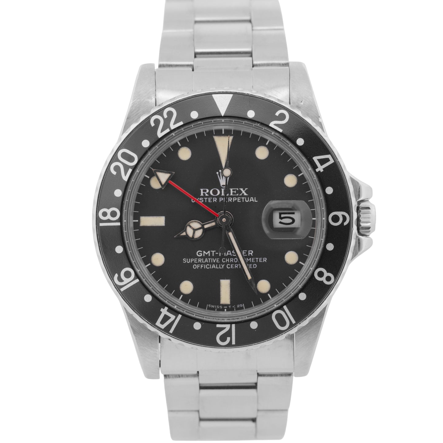 Rolex GMT-Master Black Red Date MATTE Stainless Steel PATINA 40mm Oyster 16750