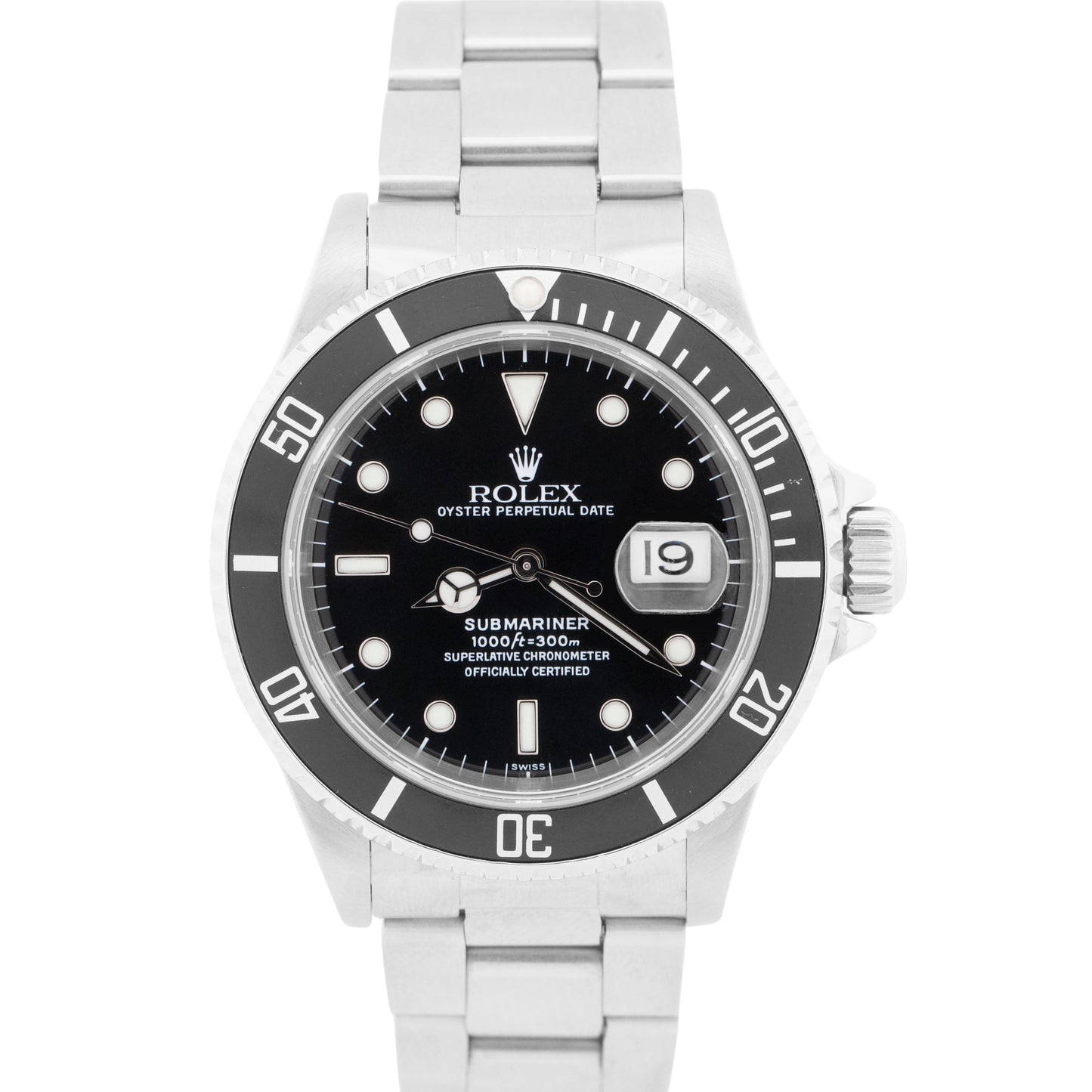 1999 PAPERS Rolex Submariner Date SWISS ONLY Black 40mm Steel 16610 Watch BOX