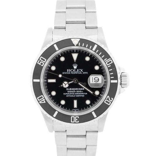 1999 PAPERS Rolex Submariner Date SWISS ONLY Black 40mm Steel 16610 Watch BOX