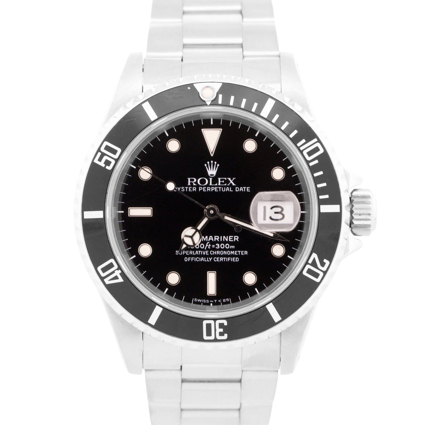 1990 Rolex Submariner Date Black Stainless 40mm Oyster Automatic 16610 Watch