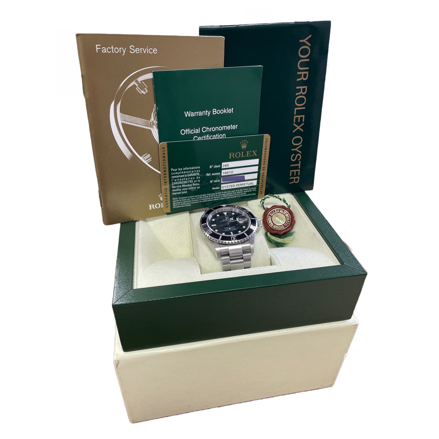 UNPOLISHED PAPERS Rolex Submariner Date REHAUT Black RANDOM SERIAL 16610 BOX