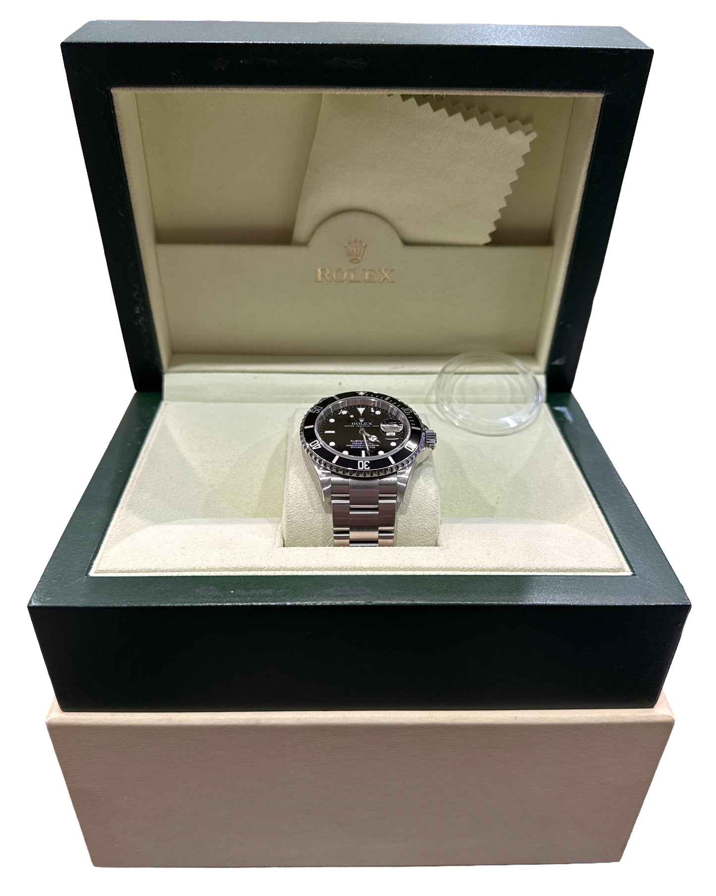 NOS STICKERED Rolex Submariner Date BLACK Steel RANDOM SERIAL 40mm 16610 BOX