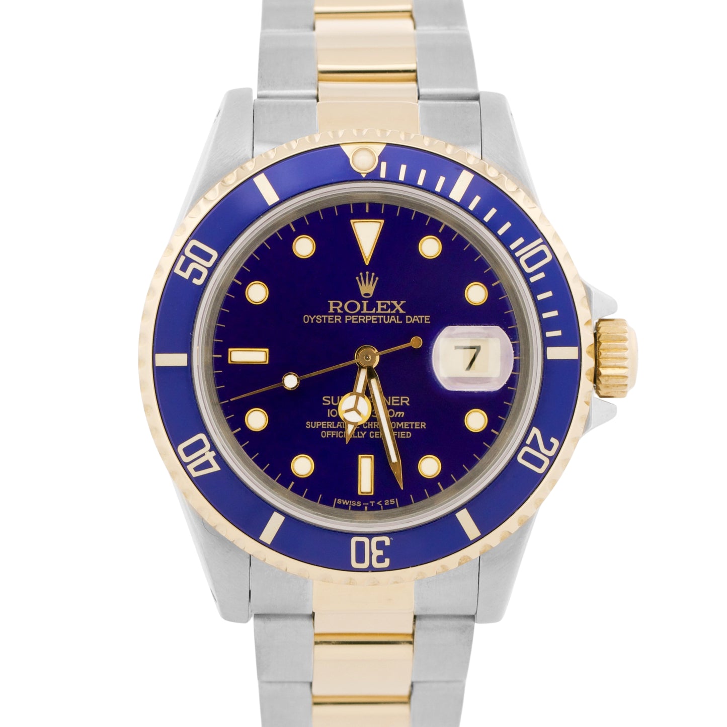 Rolex Submariner Date 40mm BLUE 18K Yellow Gold Stainless Steel 16613 Watch