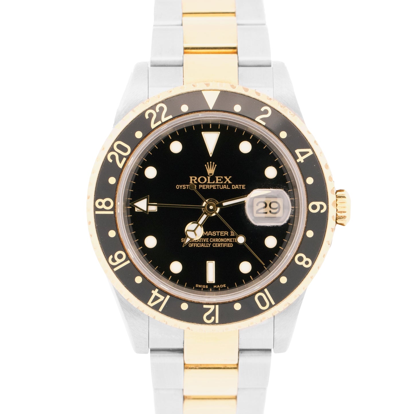UNPOLISHED PAPERS Rolex GMT-Master II BLACK 18K Gold Steel OYSTER 40mm 16713 BOX