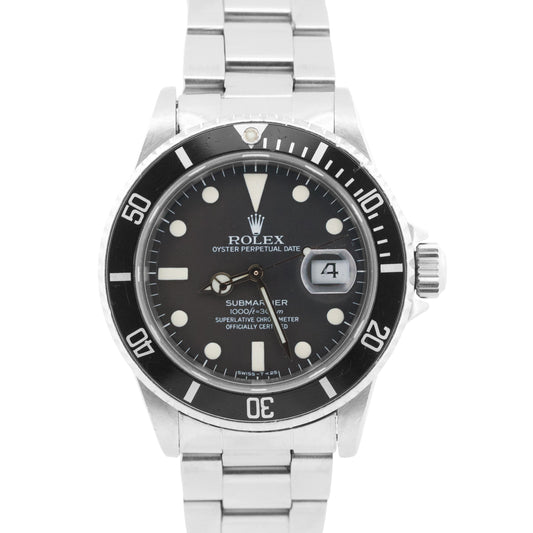 VINTAGE Rolex Submariner Date Black MATTE DIAL 16800 40mm Stainless Steel Watch