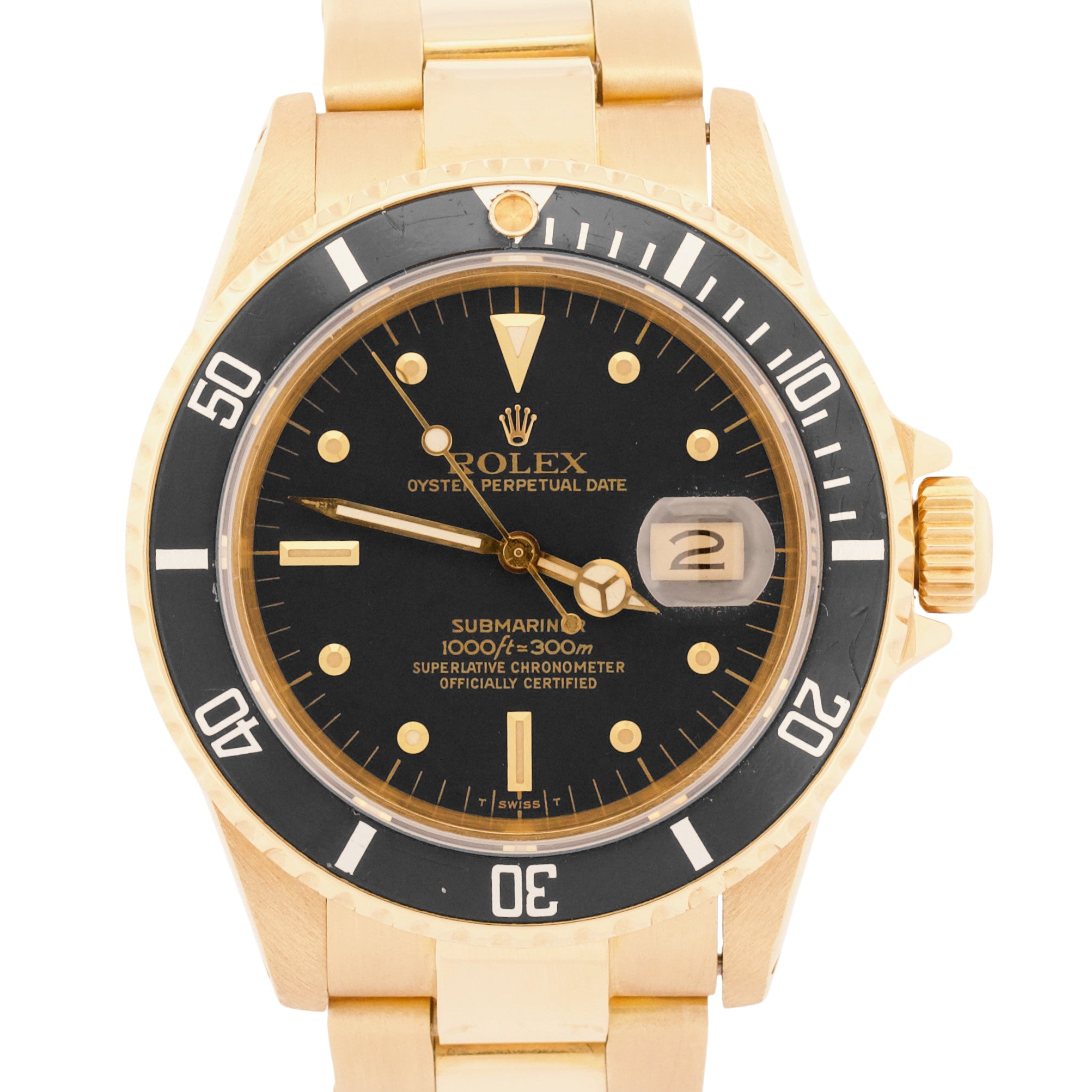 1984 Rolex Submariner Date BLACK NIPPLE 18K Yellow Gold Oyster