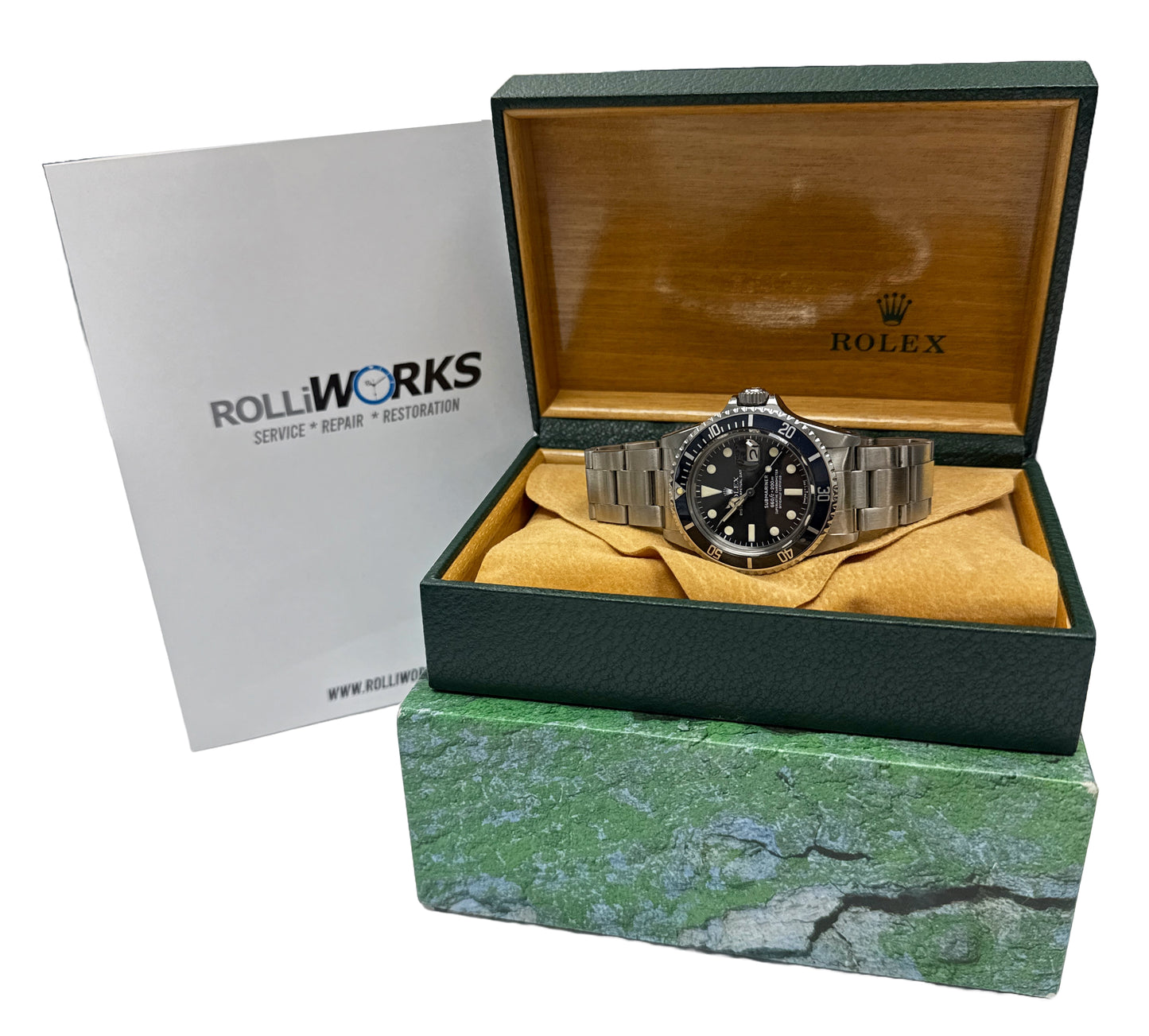 2025 SERVICE Rolex Submariner Date PATINA Black 40mm Steel Oyster 1680 Watch BOX