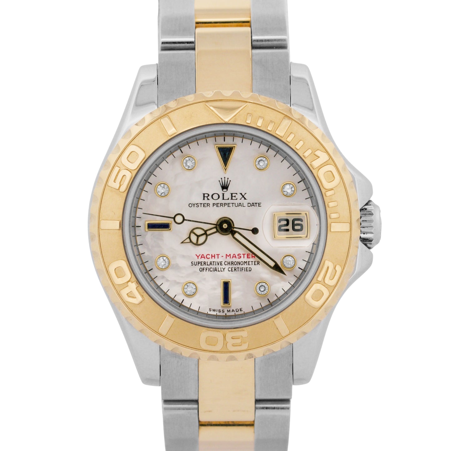 PAPERS Ladies Rolex Yacht-Master 29mm MOP DIAMOND 169623 18K Gold Steel BOX