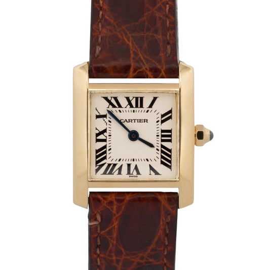 Ladies Cartier Tank Francaise IVORY 18K Gold 25mm Quartz W5000256 1820 Watch