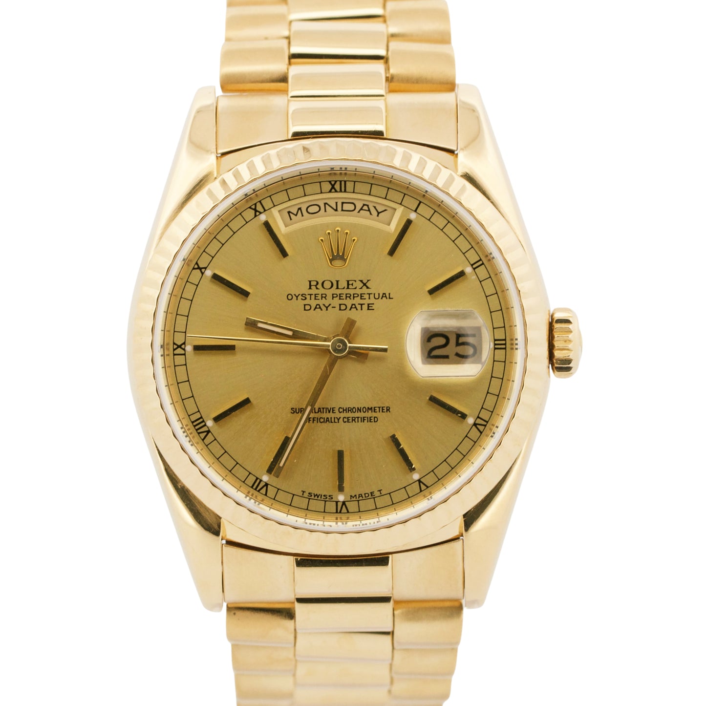 Rolex Day-Date President CHAMPAGNE 36mm 18K Yellow Gold Fluted 18238 Watch