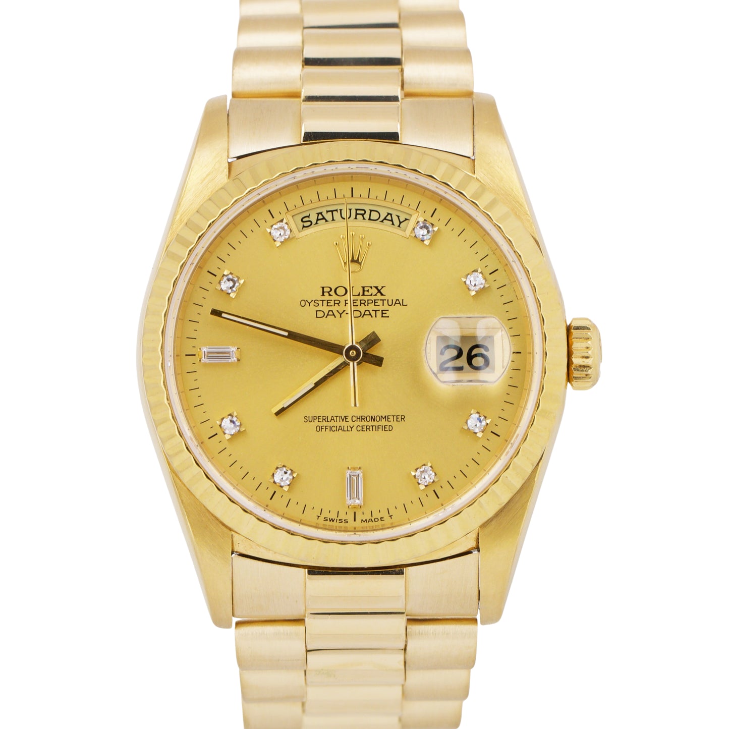 Rolex Day-Date President FACTORY CHAMPAGNE DIAMOND 36mm 18K Yellow Gold 18238