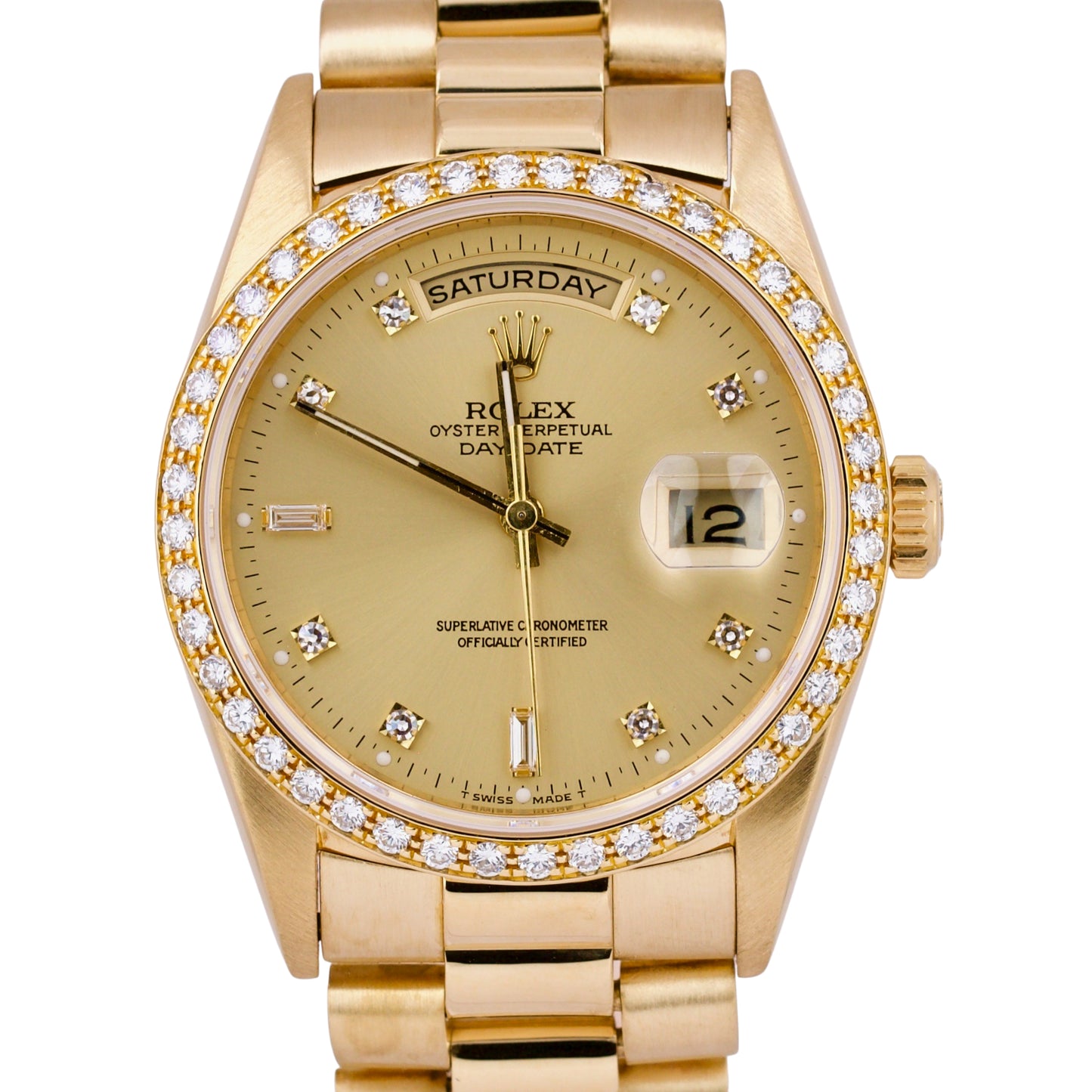 Rolex Day-Date President 36mm FACTORY CHAMPAGNE DIAMOND 18K Gold Quickset 18238