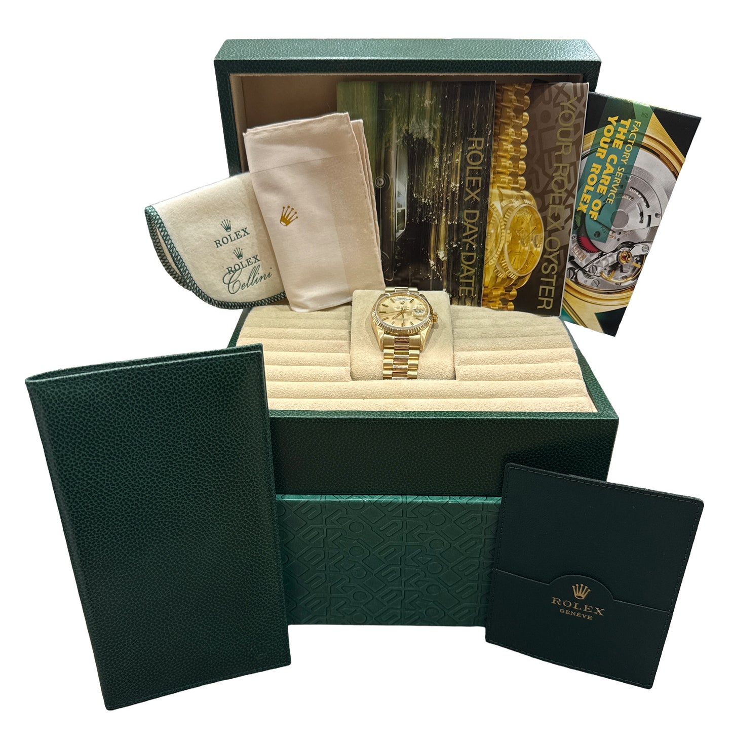 Rolex Day-Date President 36mm SILVERED CHAMPAGNE TAPESTRY 18K Gold 18238 BOX