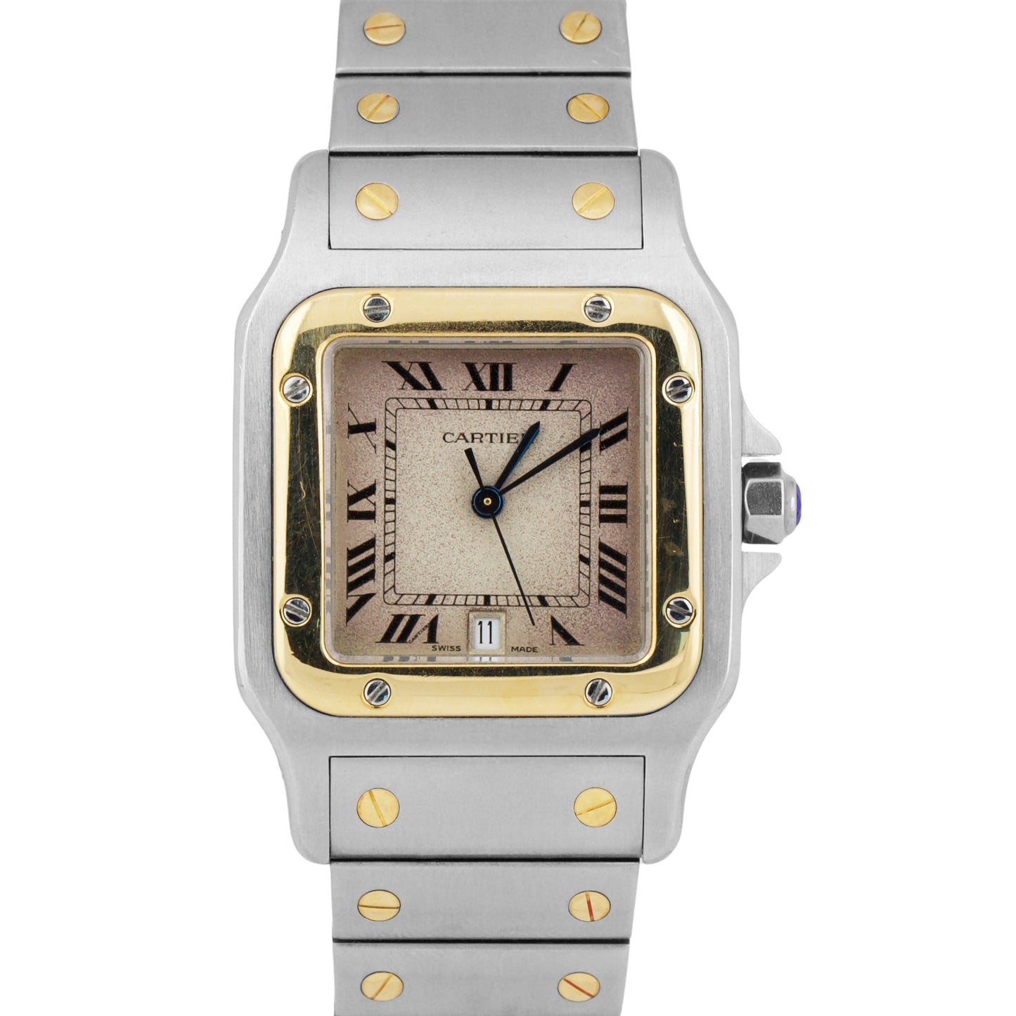 PAPERS Ladies Cartier Santos Galbee 29mm Roman 18K Gold Steel Quartz 187901 BOX