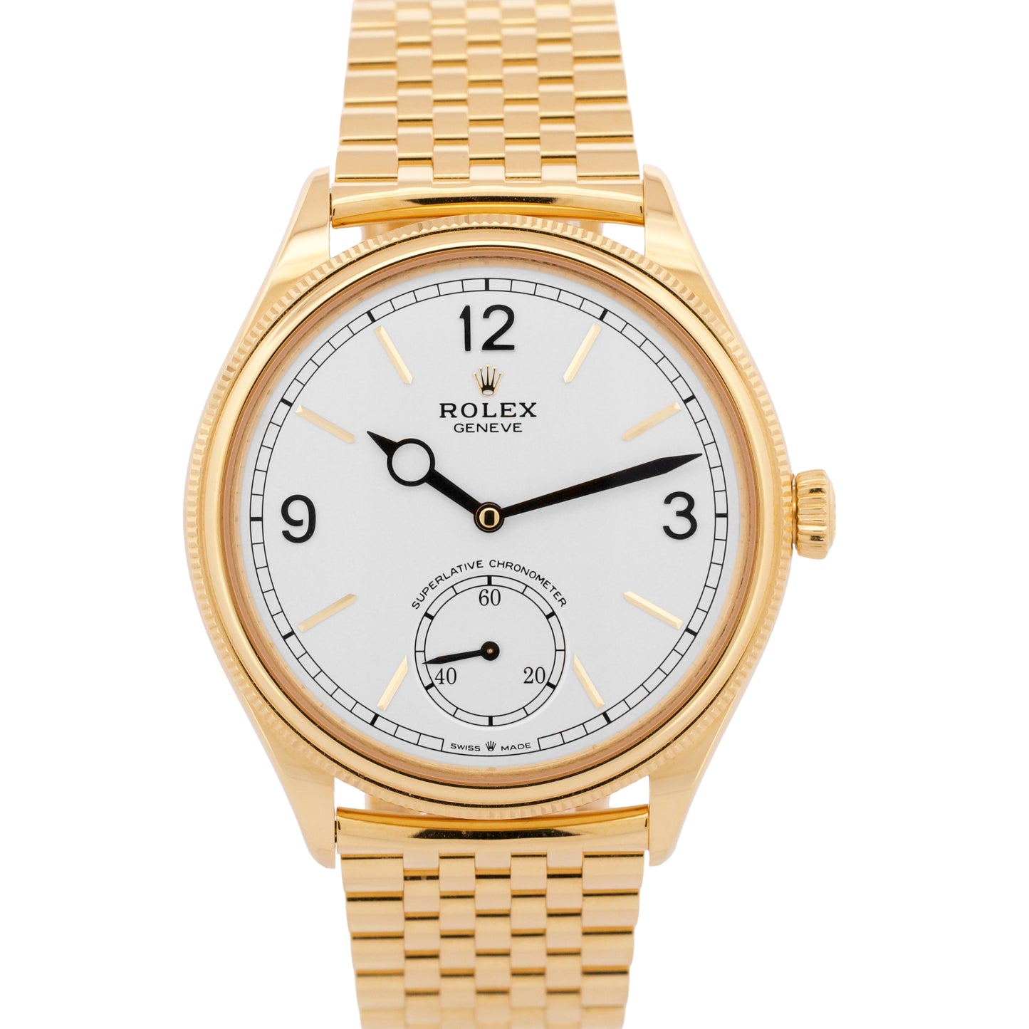 2025 PAPERS Rolex 1908 WHITE Arabic 18K Yellow Gold SETTIMO 39mm 52508 Watch BOX