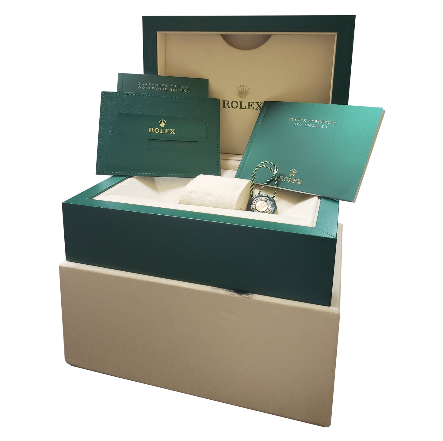 2021 Rolex Sky-Dweller 18K Gold Yellow Oysterflex INTENSE WHITE 42mm 326238 B+P