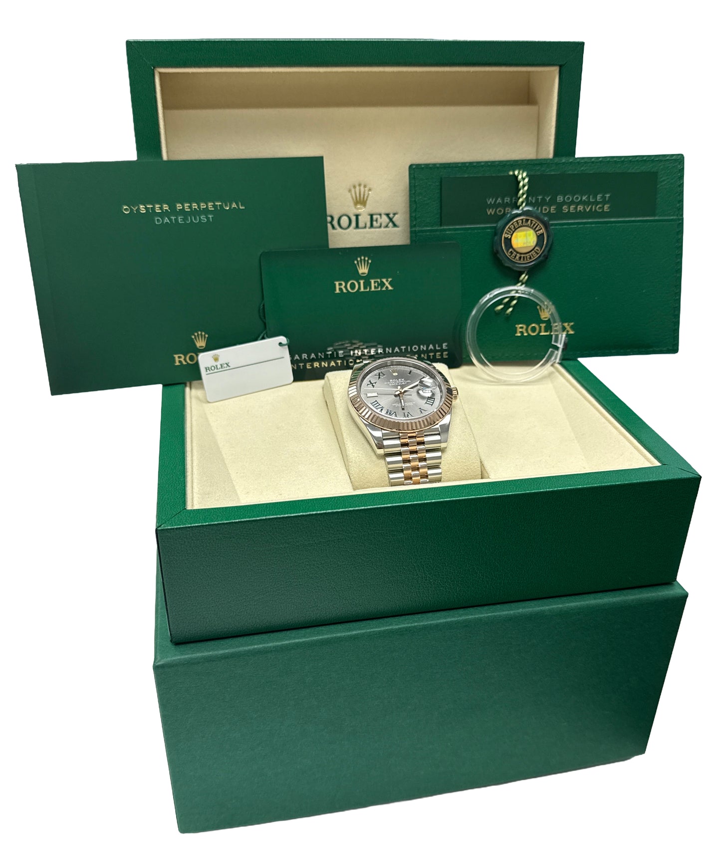 2025 PAPERS Rolex DateJust 41mm WIMBLEDOM Rhodium 18K Steel JUBILEE 126331 BOX