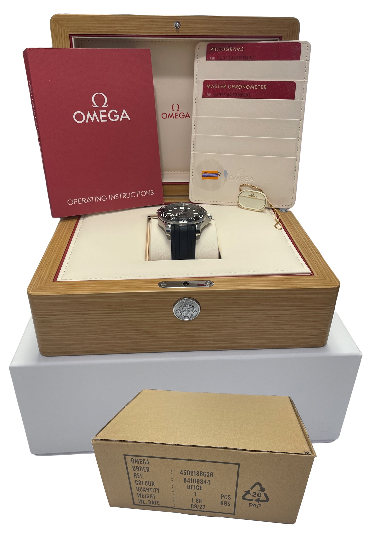 MINT Omega Seamaster Steel Black Rubber Watch 210.32.42.20.01.001 42mm Watch BOX