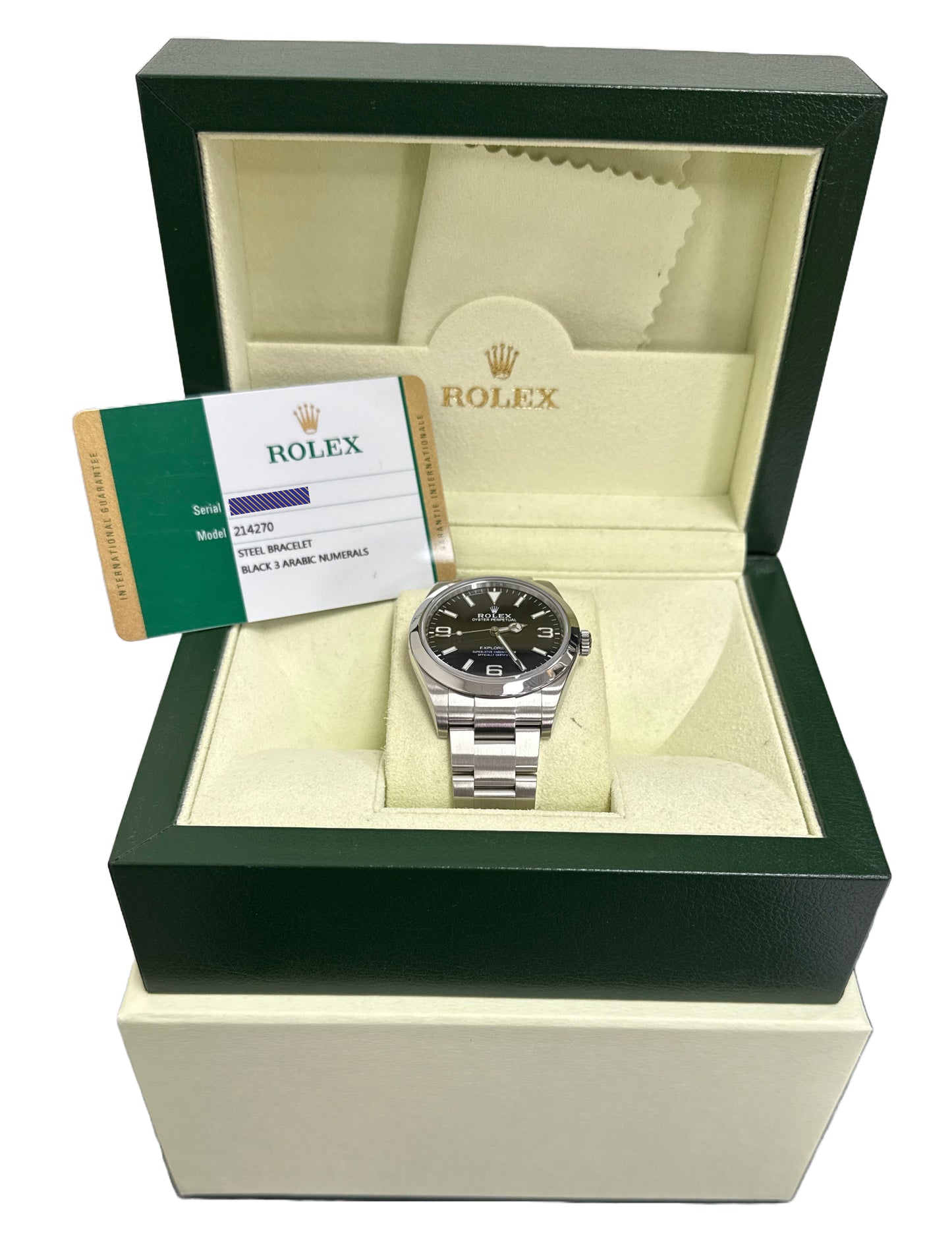 MINT PAPERS Rolex Explorer I Black MK2 Steel 39mm Stainless Steel 214270 BOX
