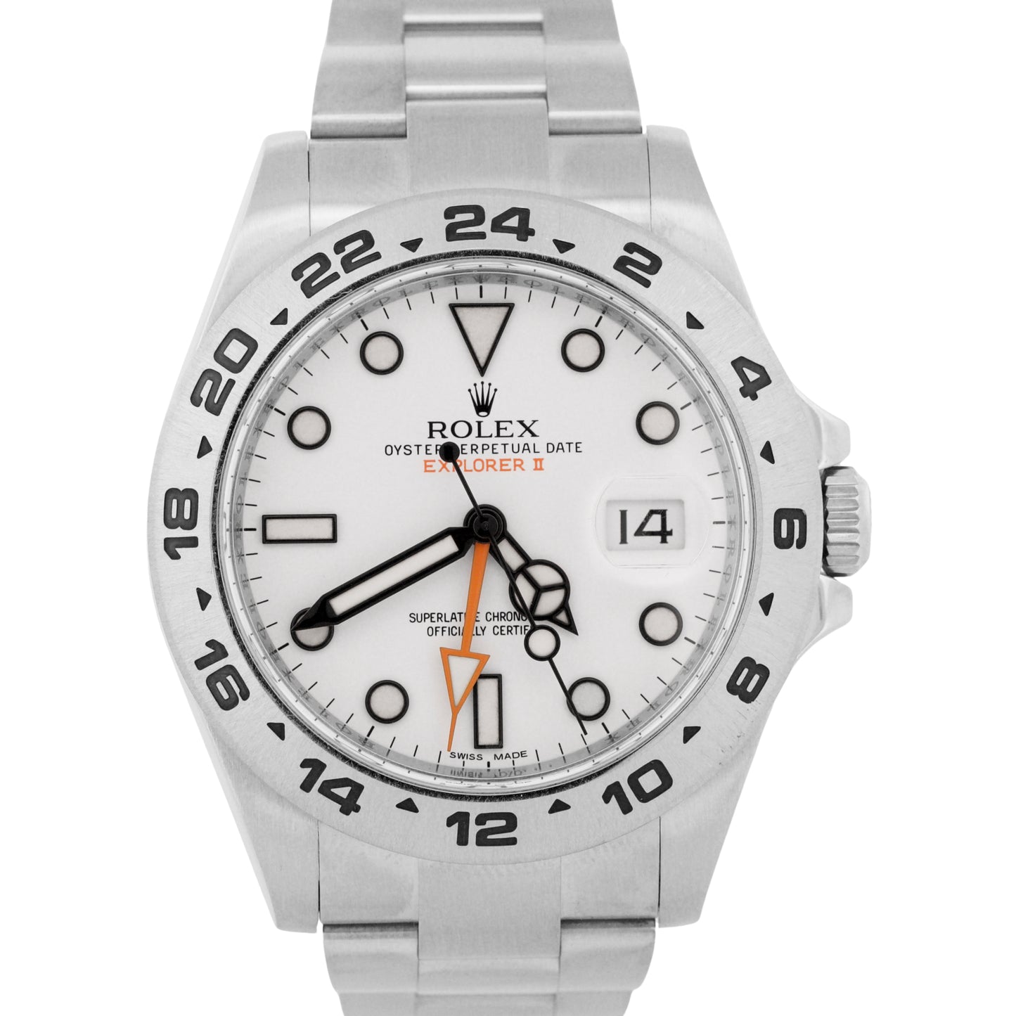 Rolex Explorer II 42mm 216570 POLAR WHITE Orange Stainless Steel Date GMT Watch
