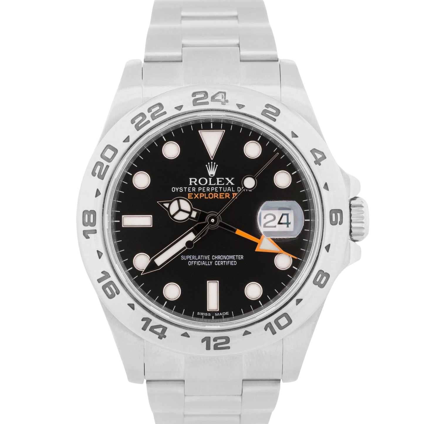 MINT Rolex Explorer II 42mm BLACK Stainless Steel Orange Automatic Watch 216570