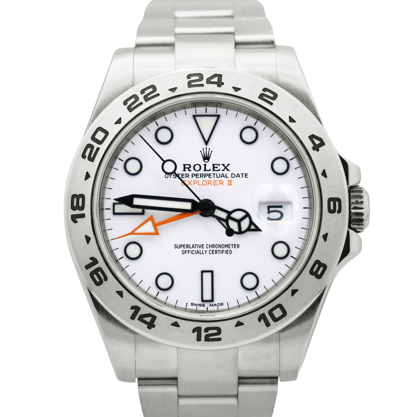 MINT 2018 Rolex Explorer II PAPERS 42mm 216570 White Orange Date Stainless B+P