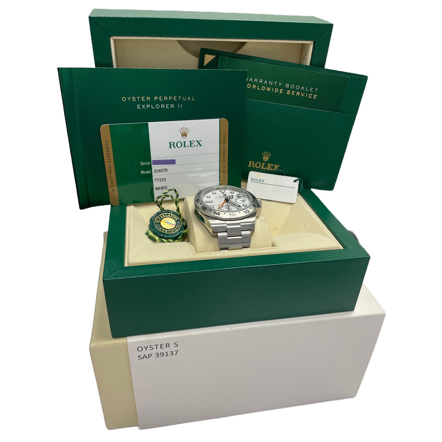 MINT 2018 Rolex Explorer II PAPERS 42mm 216570 White Orange Date Stainless B+P