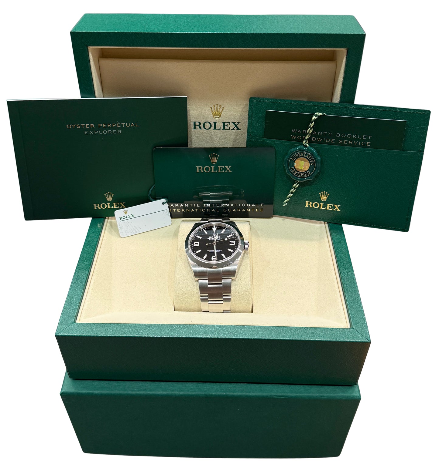 New 2026 Rolex Explorer 40mm Black Stainless Steel 224270 Watch Box Papers