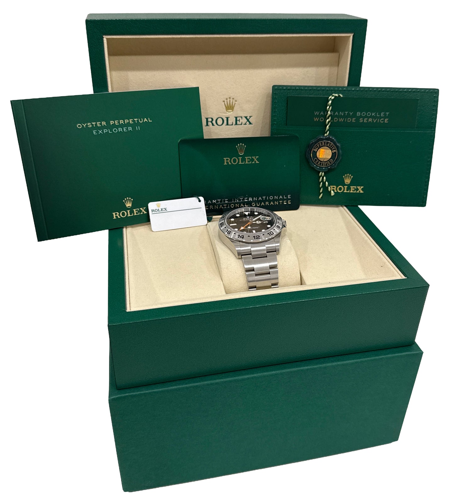 2025 PAPERS Rolex Explorer II 42mm BLACK Stainless Steel GMT 226570 Watch BOX